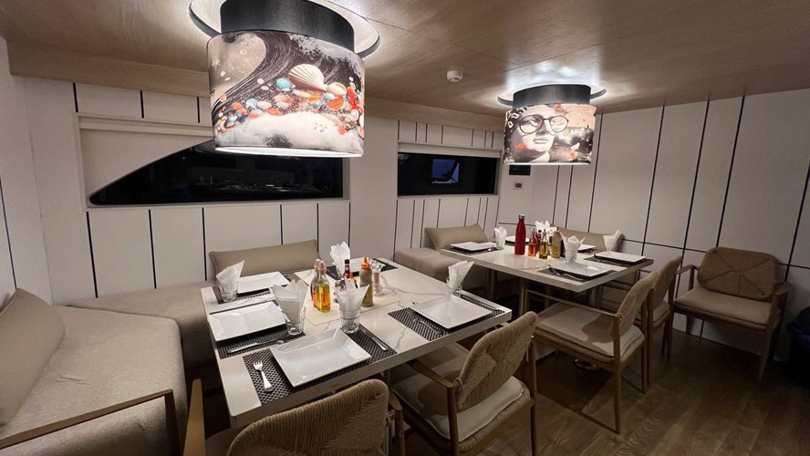 Dining area on board